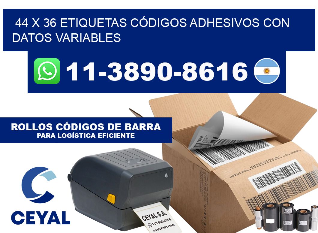 44 x 36 ETIQUETAS CÓDIGOS ADHESIVOS CON DATOS VARIABLES