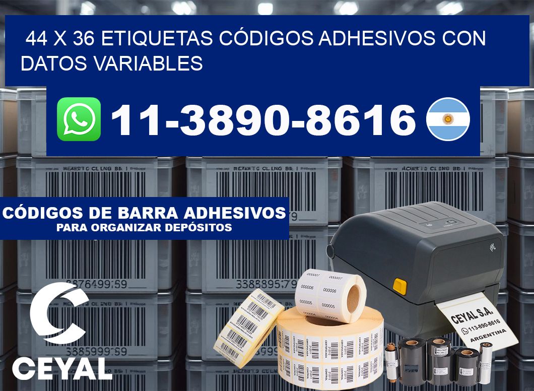 44 x 36 ETIQUETAS CÓDIGOS ADHESIVOS CON DATOS VARIABLES