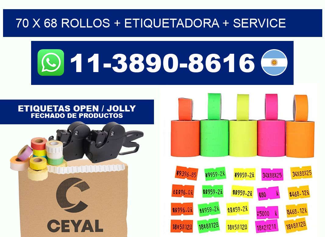 70 x 68 rollos + etiquetadora + service