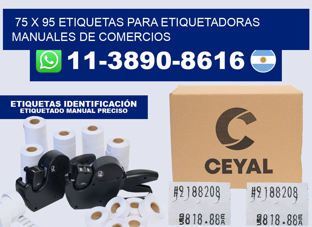 75 x 95 etiquetas para etiquetadoras manuales de comercios