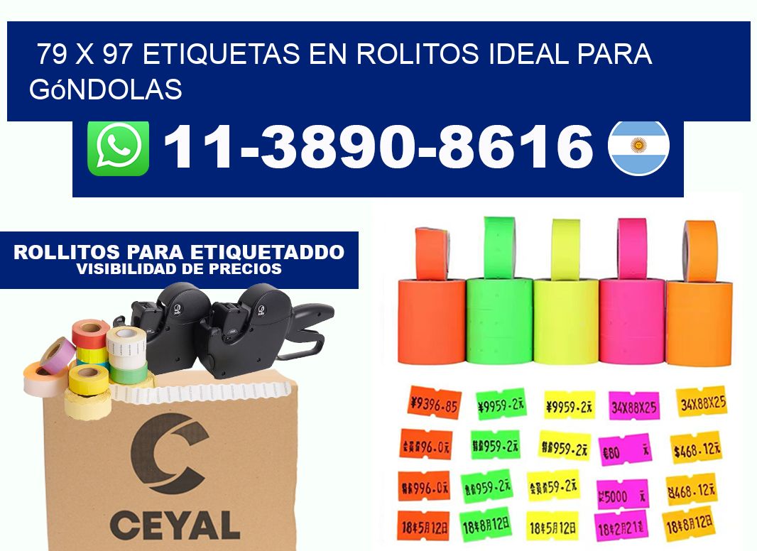 79 x 97 etiquetas en rolitos ideal para góndolas