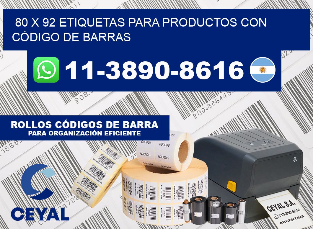 80 x 92 ETIQUETAS PARA PRODUCTOS CON CÓDIGO DE BARRAS