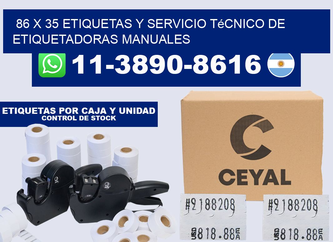 86 x 35 etiquetas y servicio técnico de etiquetadoras manuales