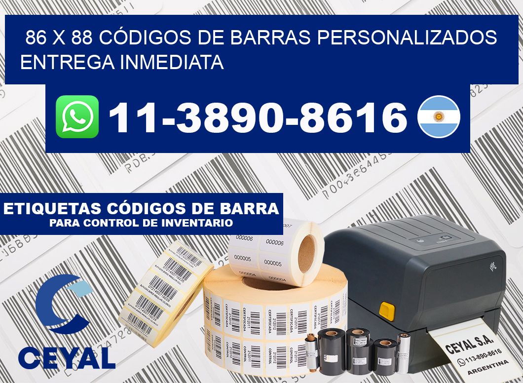 86 x 88 CÓDIGOS DE BARRAS PERSONALIZADOS ENTREGA INMEDIATA