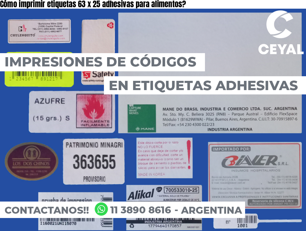 Cómo imprimir etiquetas 63 x 25 adhesivas para alimentos?
