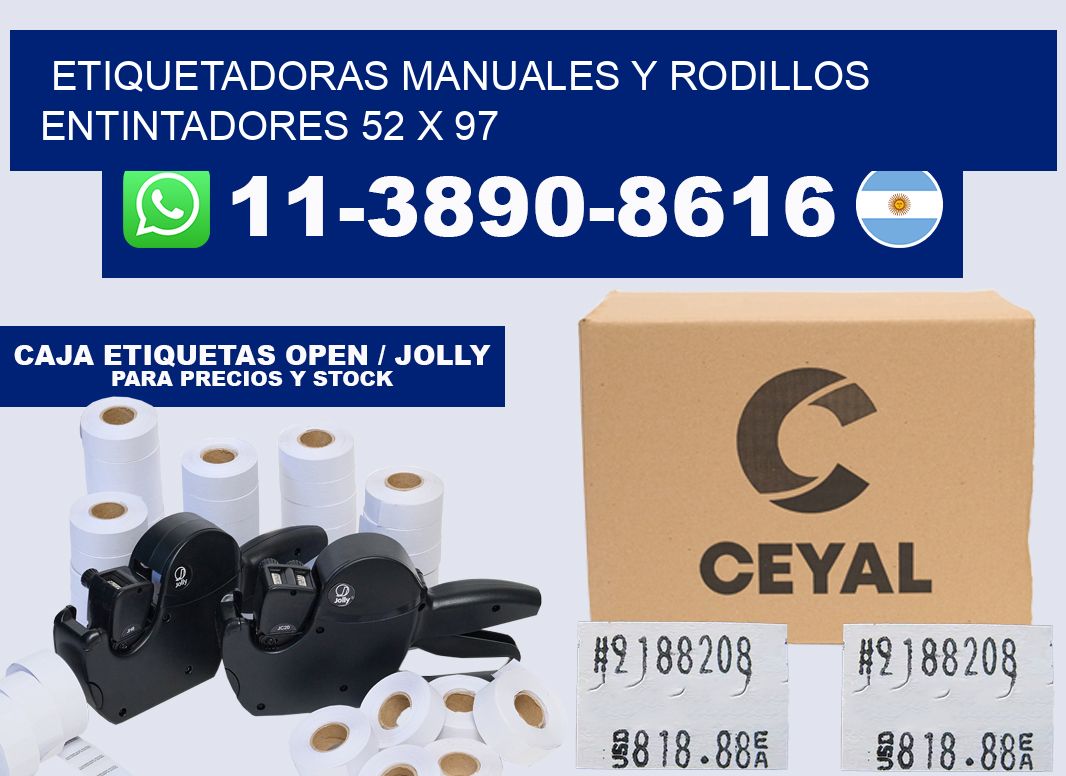 Etiquetadoras manuales y rodillos entintadores 52 x 97