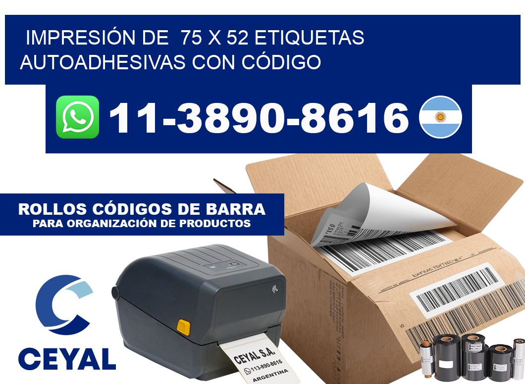 IMPRESIÓN DE 75 x 52 ETIQUETAS AUTOADHESIVAS CON CÓDIGO