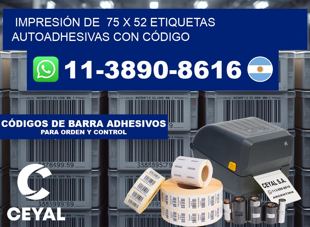 IMPRESIÓN DE 75 x 52 ETIQUETAS AUTOADHESIVAS CON CÓDIGO