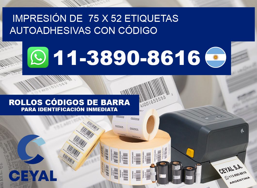 IMPRESIÓN DE 75 x 52 ETIQUETAS AUTOADHESIVAS CON CÓDIGO