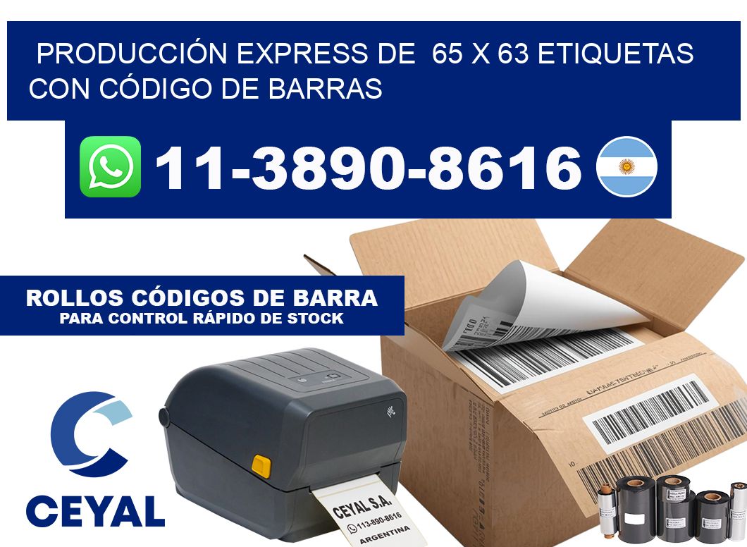 PRODUCCIÓN EXPRESS DE  65 x 63 ETIQUETAS CON CÓDIGO DE BARRAS