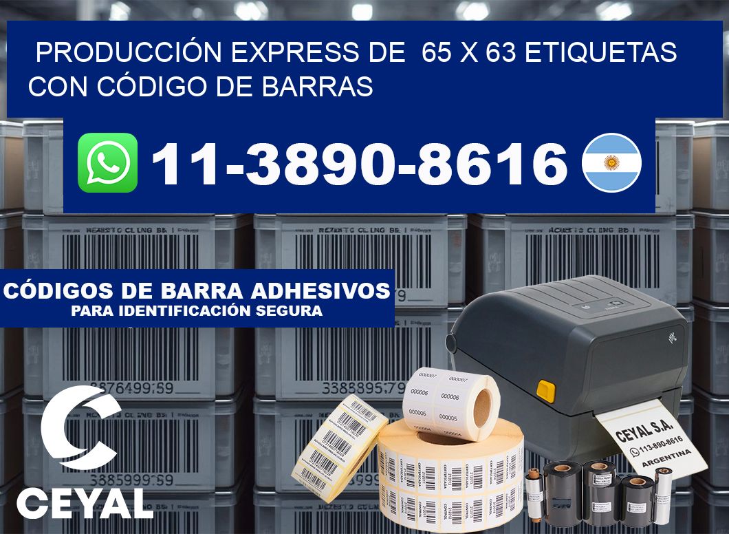 PRODUCCIÓN EXPRESS DE  65 x 63 ETIQUETAS CON CÓDIGO DE BARRAS
