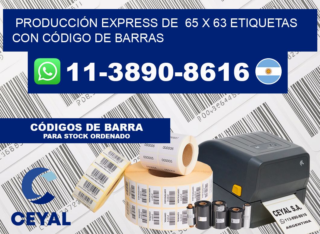 PRODUCCIÓN EXPRESS DE  65 x 63 ETIQUETAS CON CÓDIGO DE BARRAS