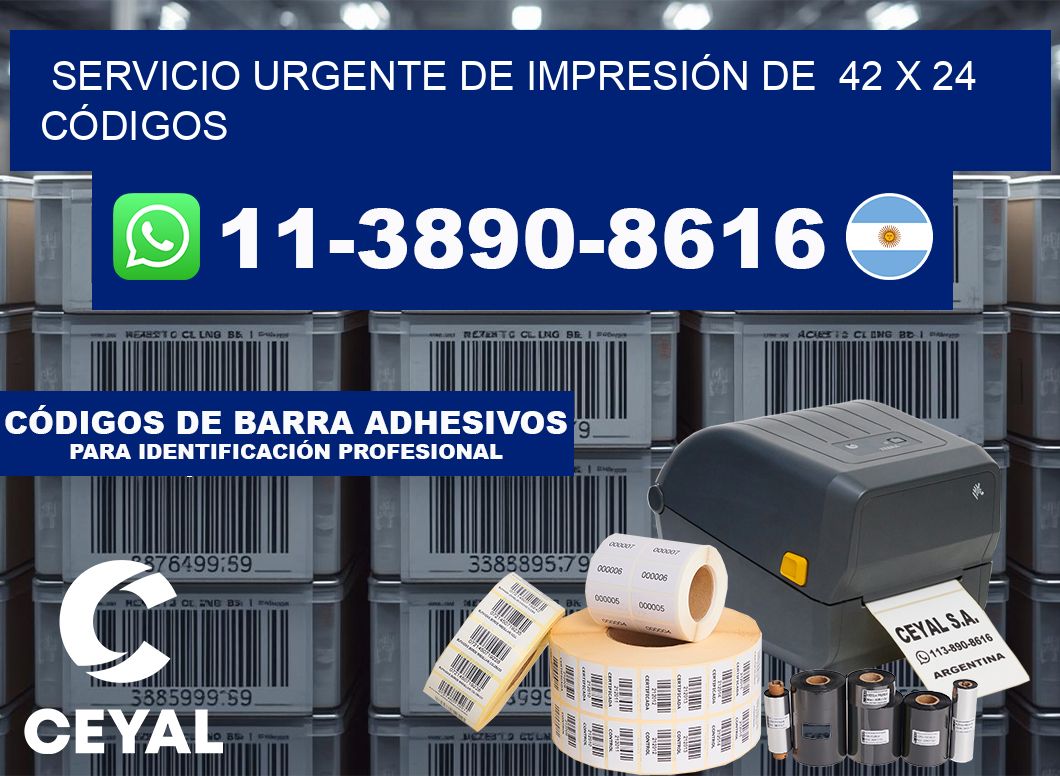 SERVICIO URGENTE DE IMPRESIÓN DE  42 x 24 CÓDIGOS