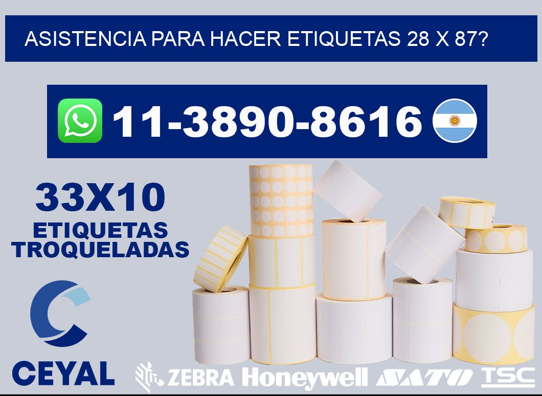 asistencia para hacer etiquetas 28 x 87?