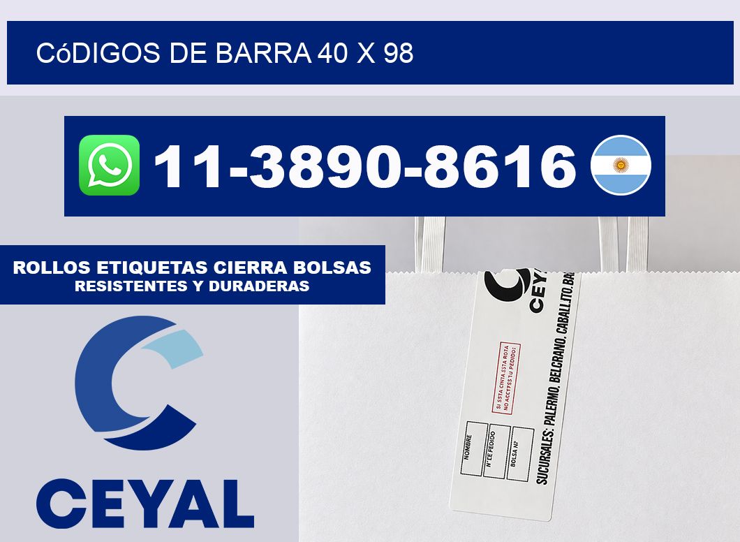 códigos de barra 40 x 98