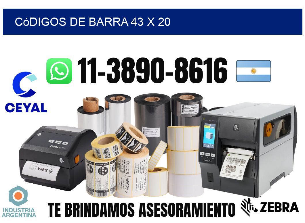códigos de barra 43 x 20