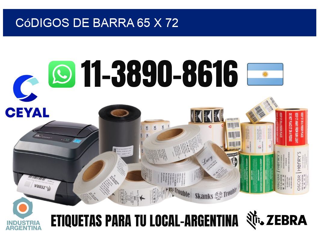 códigos de barra 65 x 72