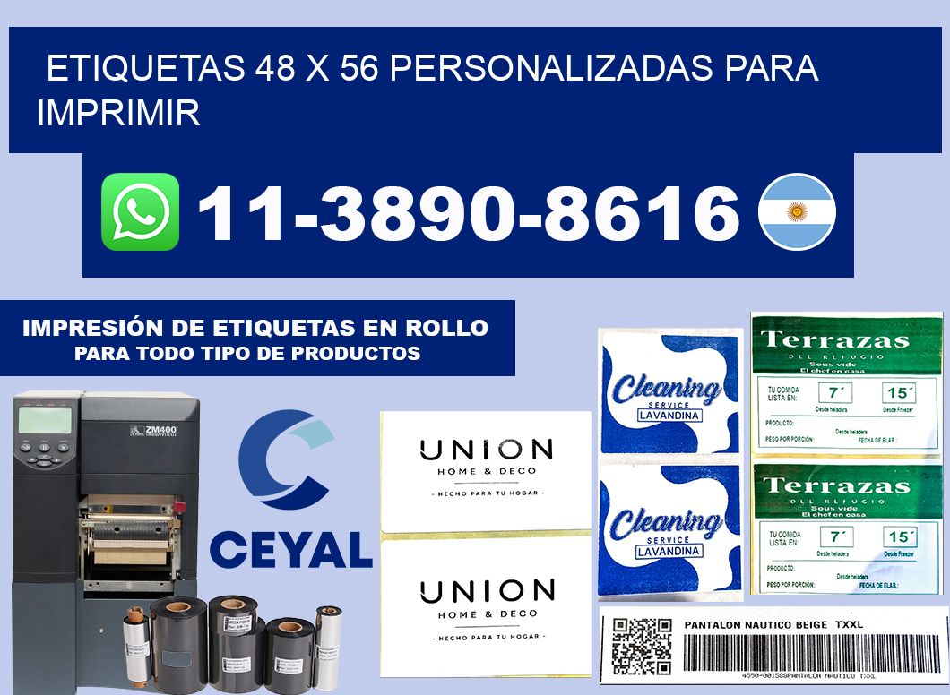 etiquetas 48 x 56 personalizadas para imprimir