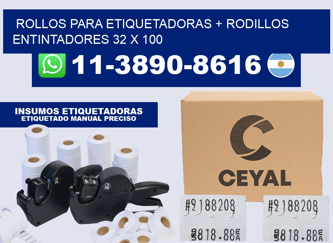 rollos para etiquetadoras + rodillos entintadores 32 x 100