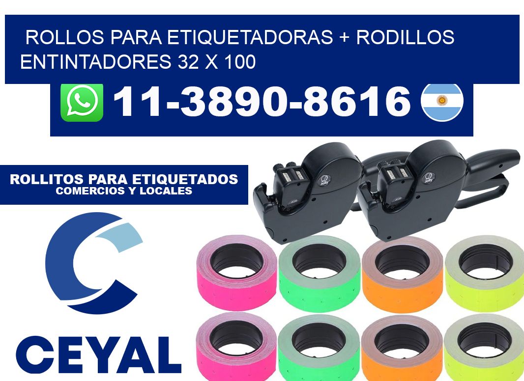 rollos para etiquetadoras + rodillos entintadores 32 x 100