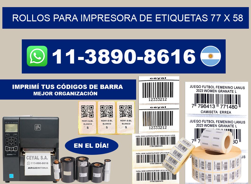 rollos para impresora de etiquetas 77 x 58