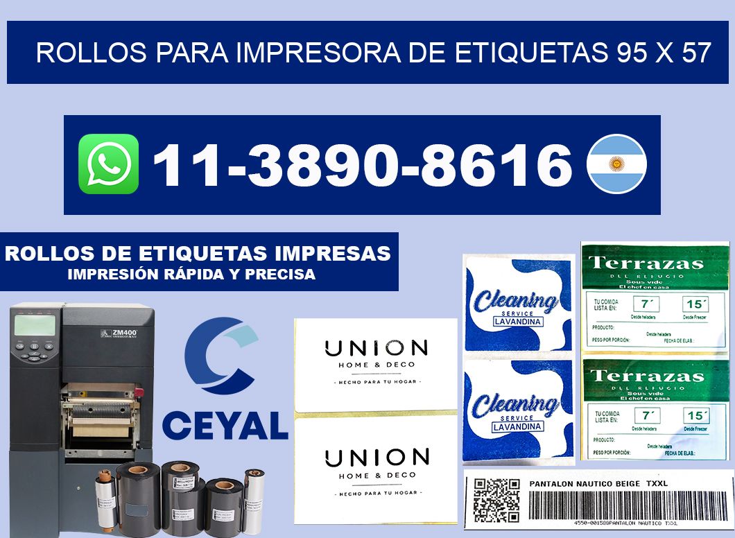 rollos para impresora de etiquetas 95 x 57