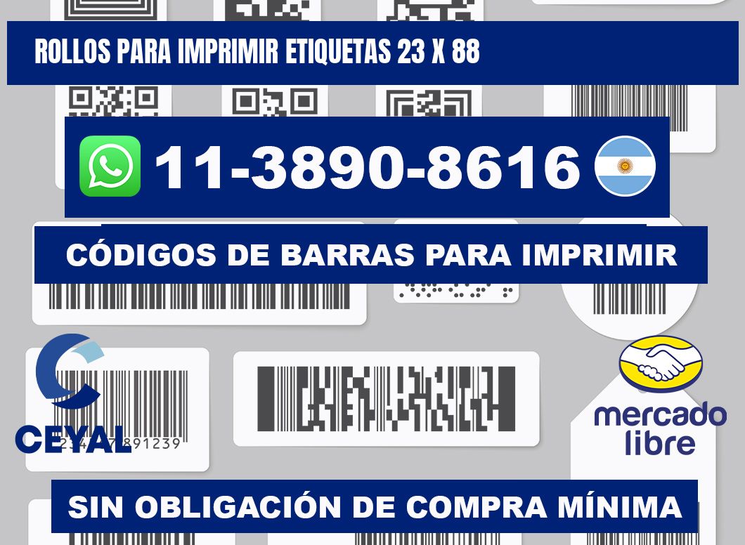rollos para imprimir etiquetas 23 x 88