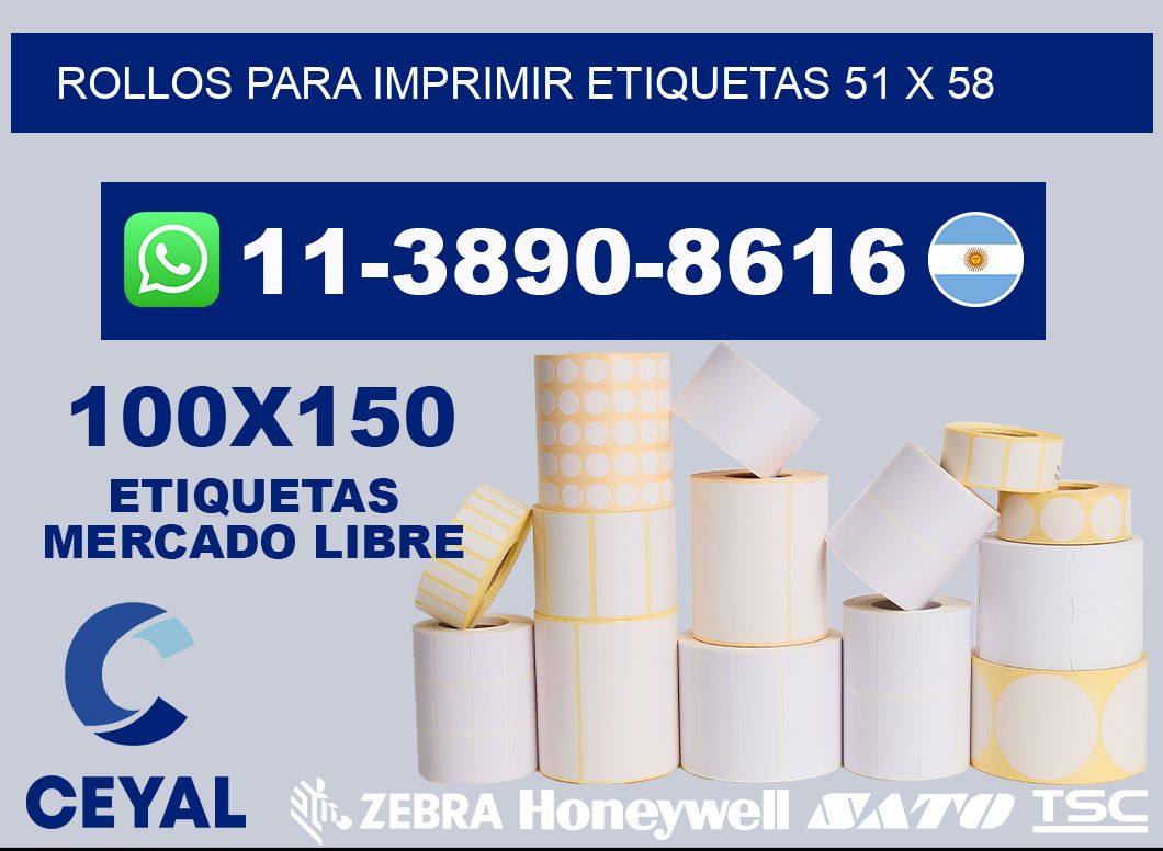 rollos para imprimir etiquetas 51 x 58