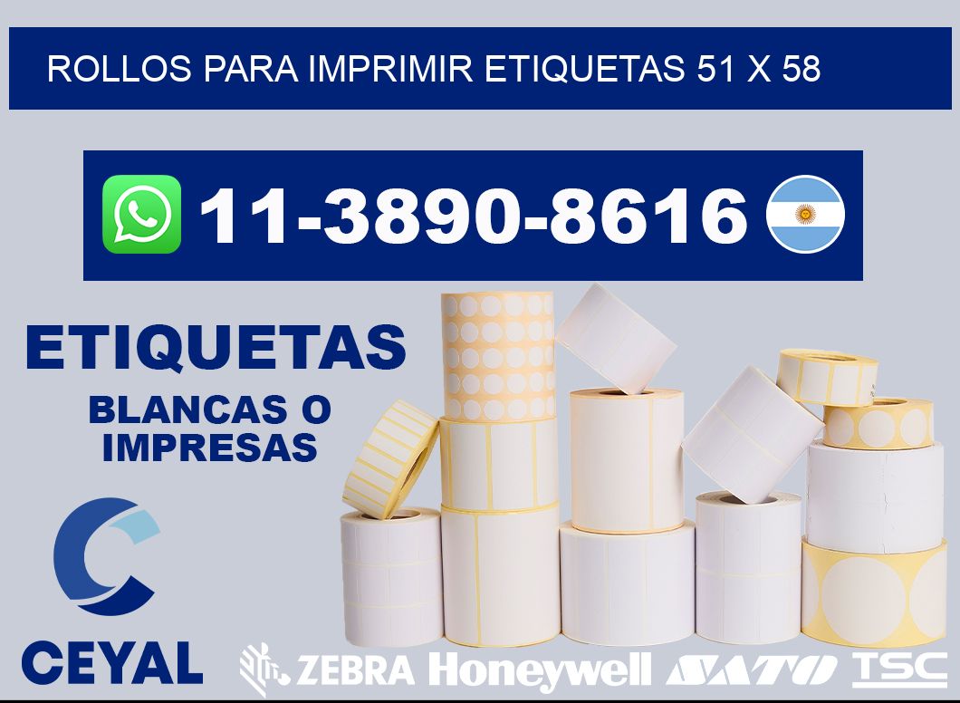 rollos para imprimir etiquetas 51 x 58