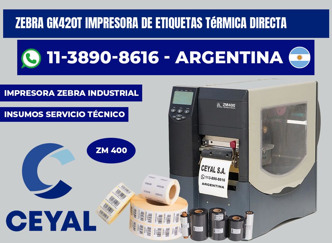 zebra gk420t impresora de etiquetas térmica directa