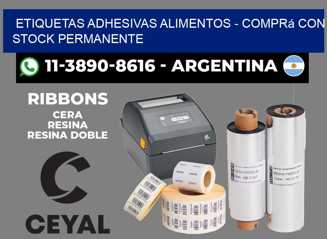 ETIQUETAS ADHESIVAS ALIMENTOS - Comprá con stock permanente