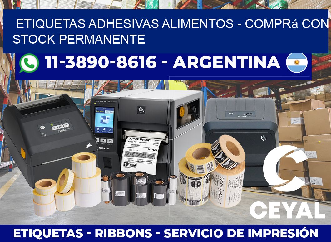 ETIQUETAS ADHESIVAS ALIMENTOS – Comprá con stock permanente