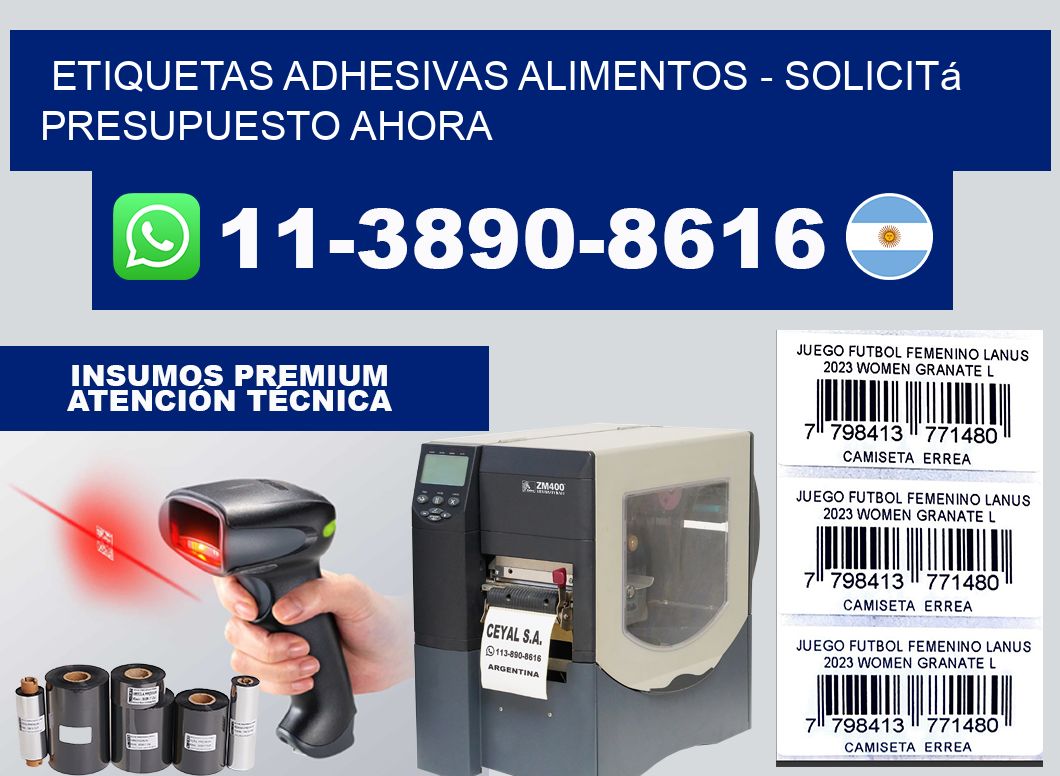 ETIQUETAS ADHESIVAS ALIMENTOS - Solicitá presupuesto ahora