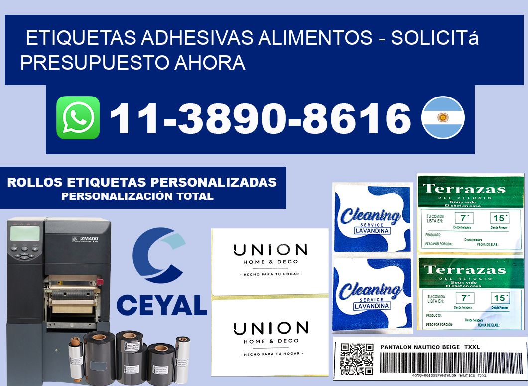 ETIQUETAS ADHESIVAS ALIMENTOS - Solicitá presupuesto ahora