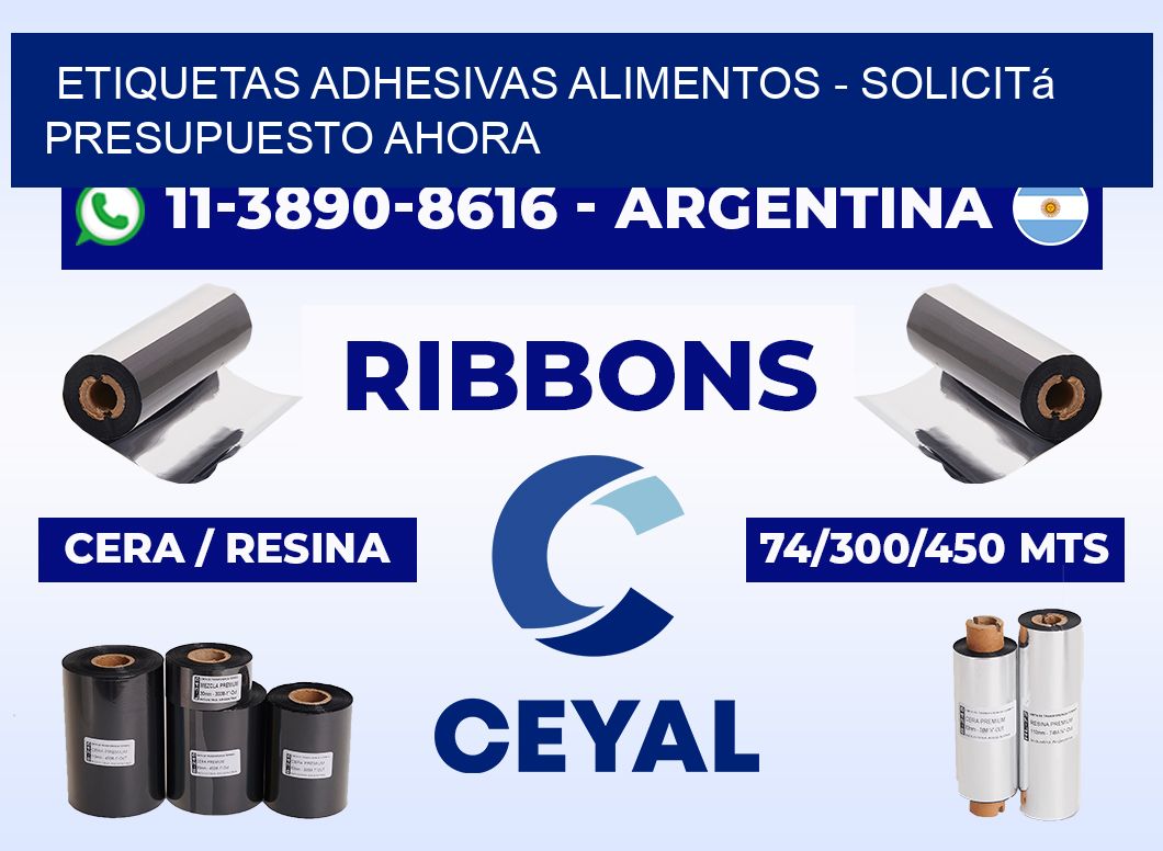 ETIQUETAS ADHESIVAS ALIMENTOS - Solicitá presupuesto ahora