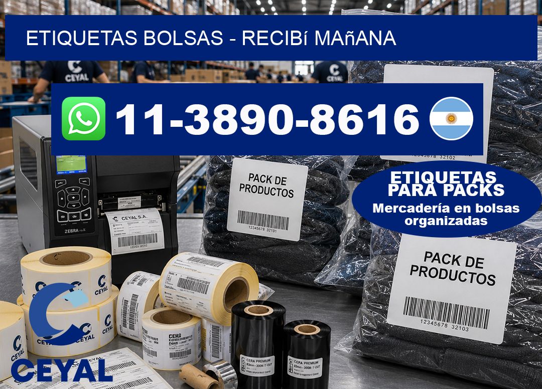 ETIQUETAS BOLSAS - recibí mañana