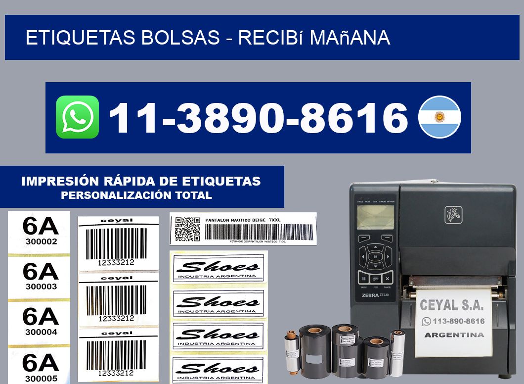 ETIQUETAS BOLSAS - recibí mañana