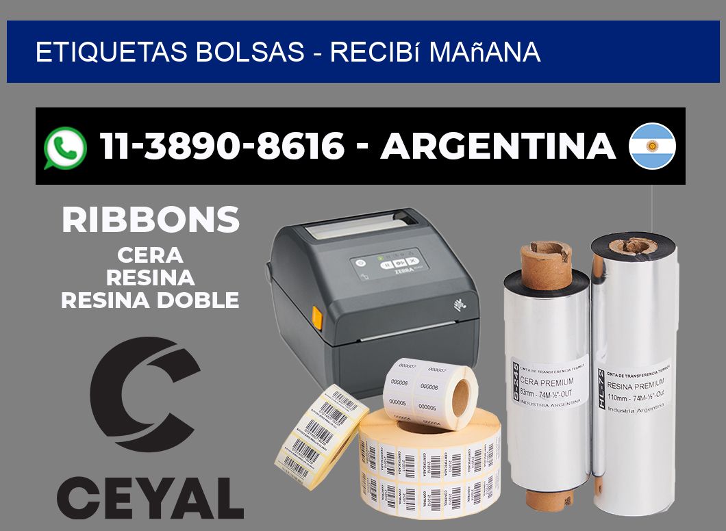 ETIQUETAS BOLSAS - recibí mañana