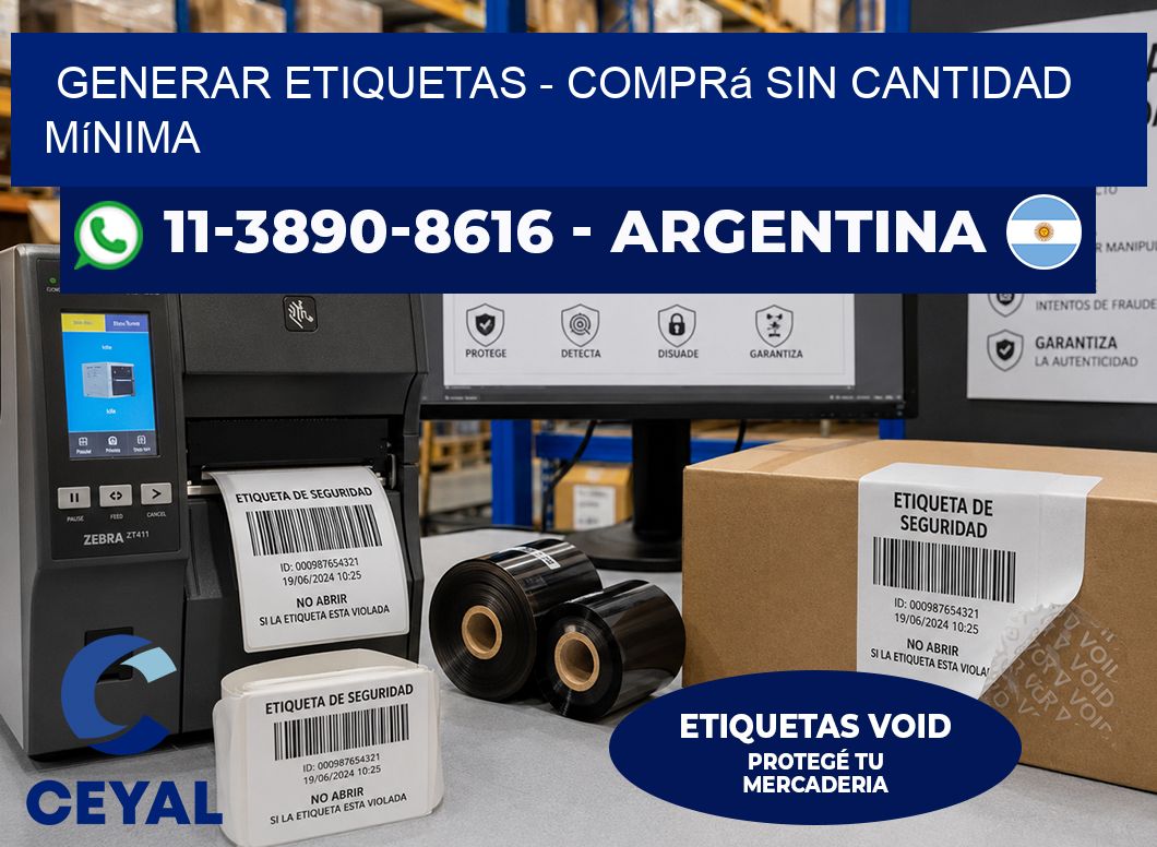 GENERAR ETIQUETAS - Comprá sin cantidad mínima