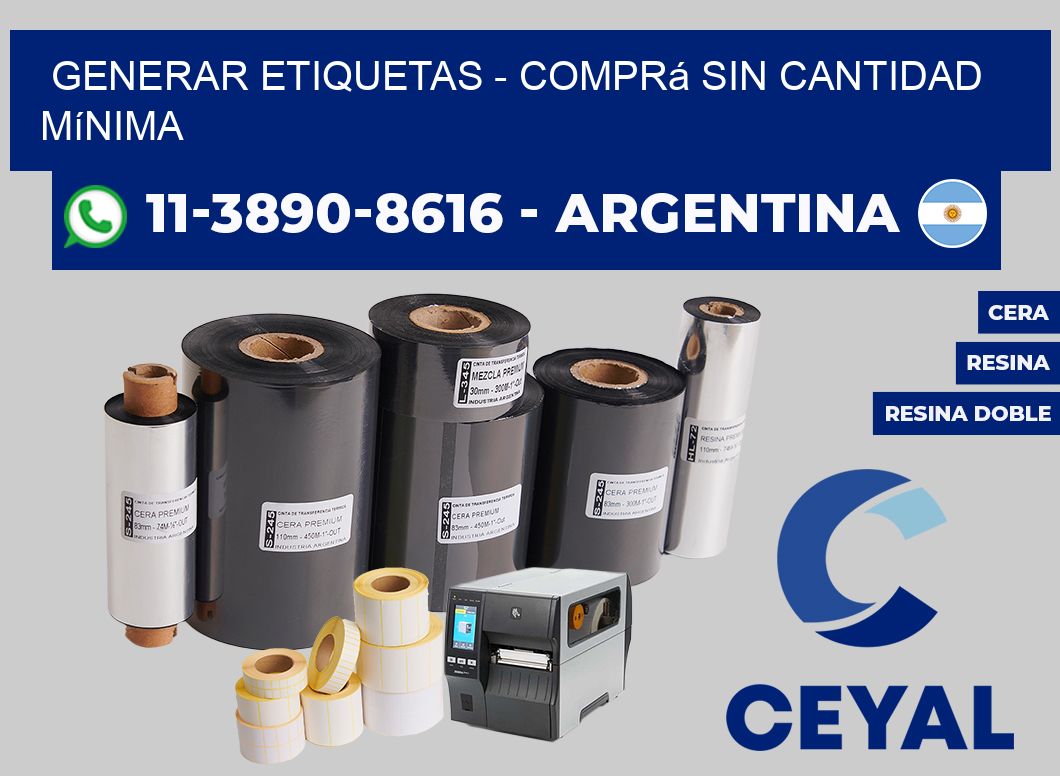 GENERAR ETIQUETAS - Comprá sin cantidad mínima