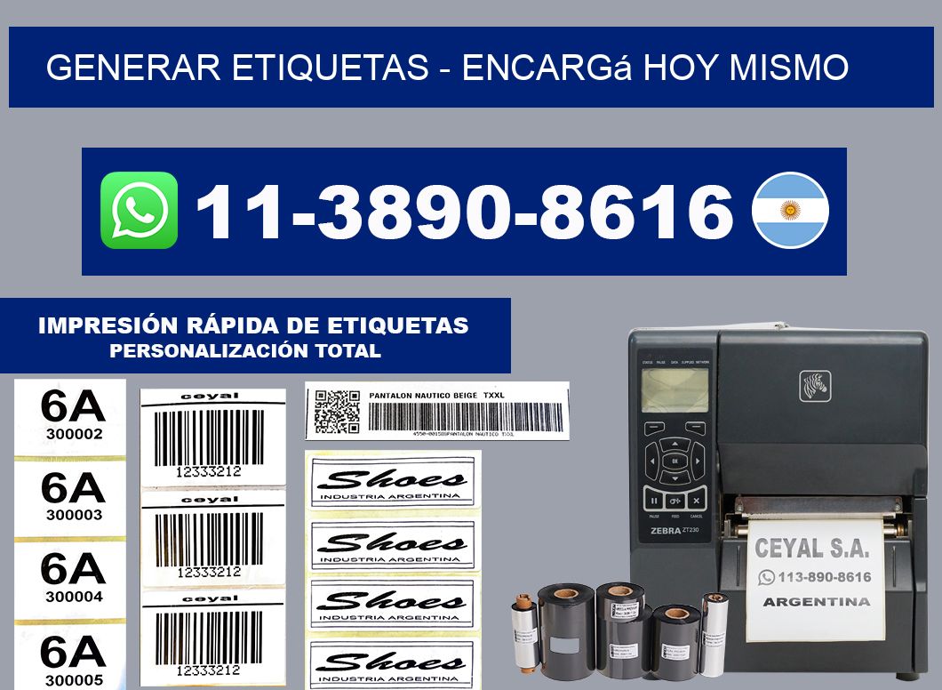GENERAR ETIQUETAS - Encargá hoy mismo